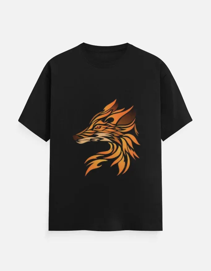 Flaming Fox Head T-Shirt Design - VIVA ENTERPRISES 