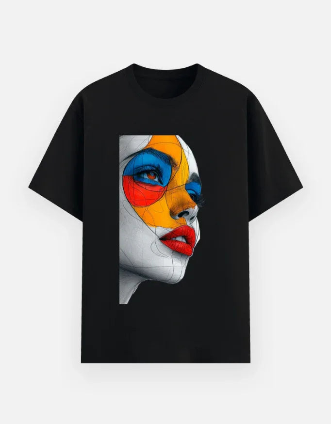 Vibrant Pop Art Woman Portrait T-Shirt - VIVA ENTERPRISES 