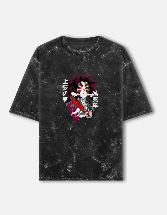 Kokushibo Upper Rank One Demon Slayer Acid Wash T-Shirt - VIVA ENTERPRISES 