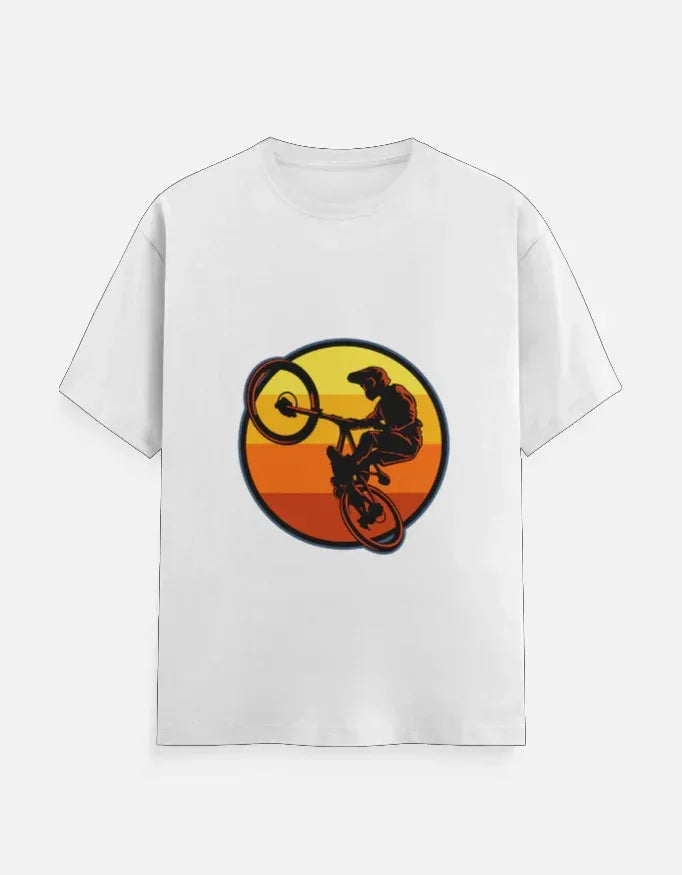 Mountain Biking Graphic T-Shirt | Sunset MTB Silhouette Tee - VIVA ENTERPRISES 