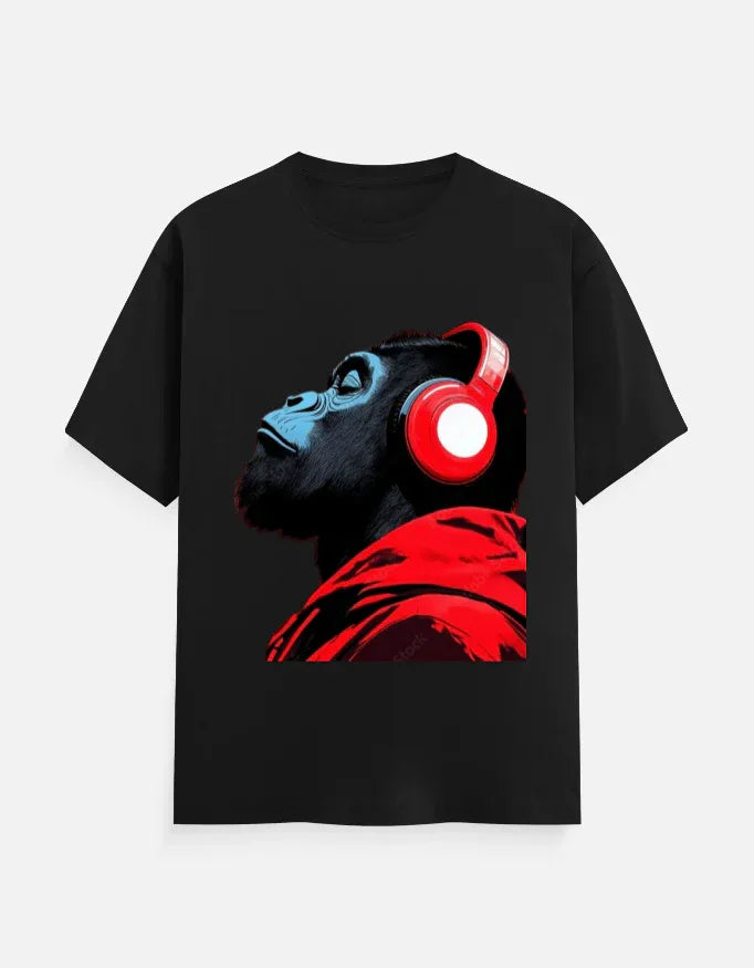 Cool Gorilla with Headphones Graphic T-Shirt | Urban Streetwear Tee - VIVA ENTERPRISES 