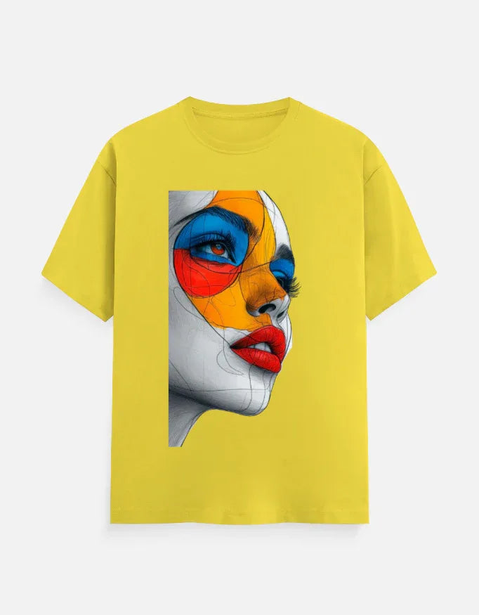 Abstract Color Face Graphic Printed MULTICOLOUR T-Shirt - VIVA ENTERPRISES 