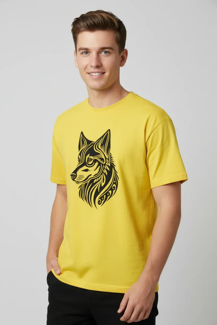 Wolf Head Maori Style Graphic T-Shirt - VIVA ENTERPRISES 