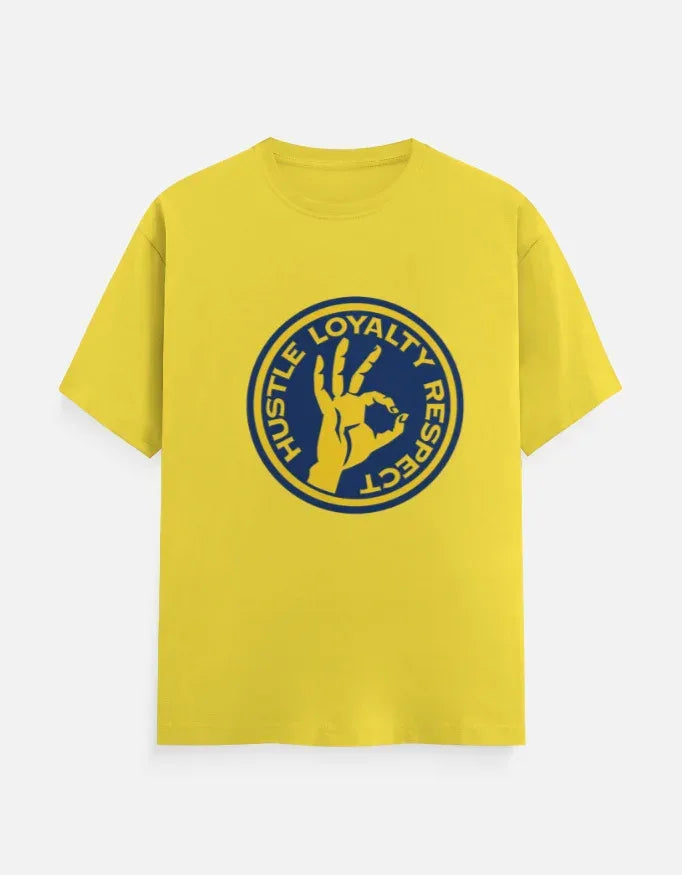 The Respect Emblem Tee – Hustle & Loyalty Graphic in Yellow and Blue - VIVA ENTERPRISES 