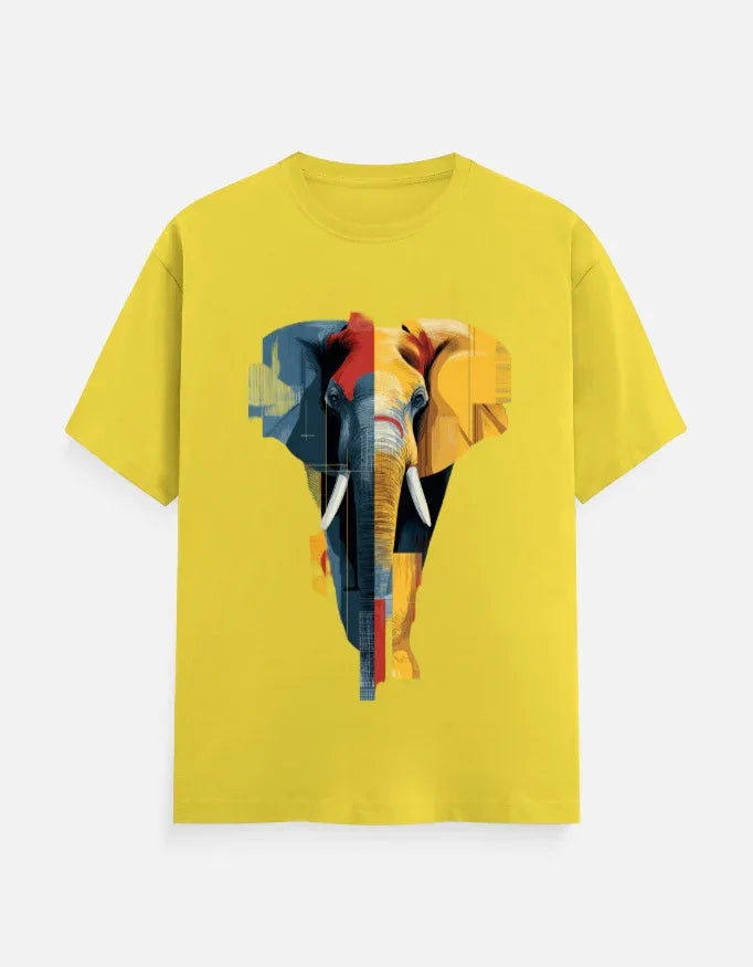 Abstract Geometric Elephant Graphic T-Shirt - VIVA ENTERPRISES 