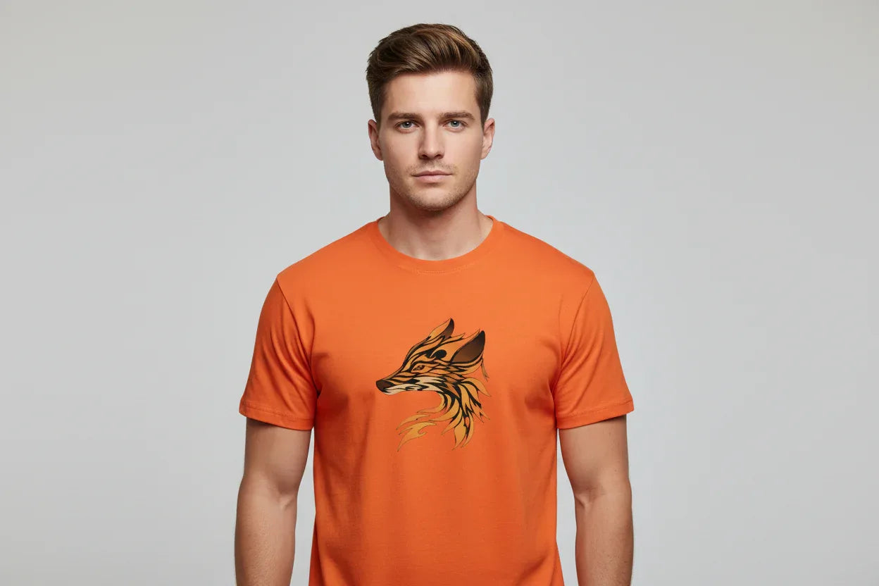 Flaming Fox Head T-Shirt Design - VIVA ENTERPRISES 