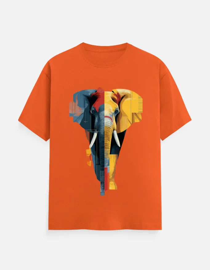 Abstract Geometric Elephant Graphic T-Shirt - VIVA ENTERPRISES 