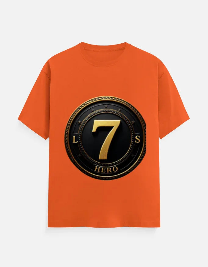 Legendary Number 7 Gold Emblem Print T-Shirt - VIVA ENTERPRISES 