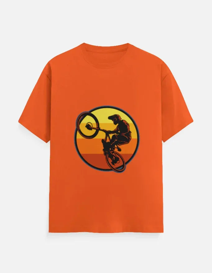 Mountain Biking Graphic T-Shirt | Sunset MTB Silhouette Tee - VIVA ENTERPRISES 