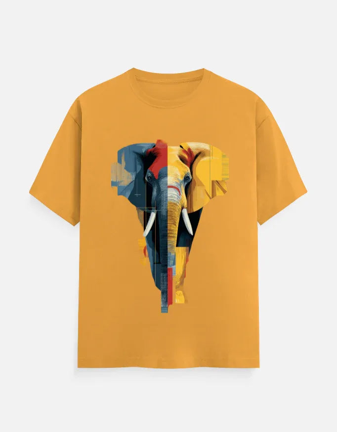 Abstract Geometric Elephant Graphic T-Shirt - VIVA ENTERPRISES 