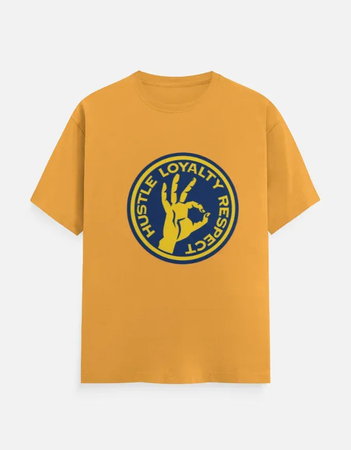 The Respect Emblem Tee – Hustle & Loyalty Graphic in Yellow and Blue - VIVA ENTERPRISES 