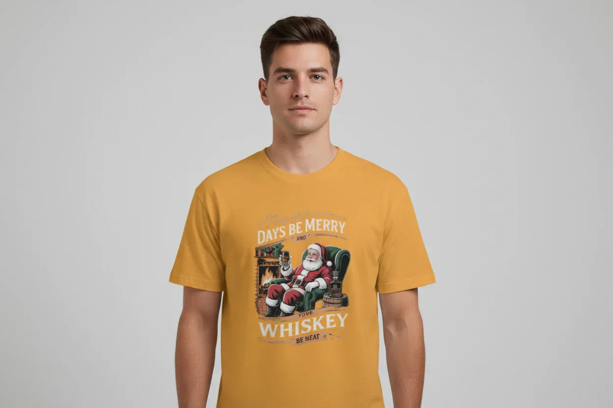 Merry Days and Neat Whiskey Graphic Tee 2025 - VIVA ENTERPRISES 