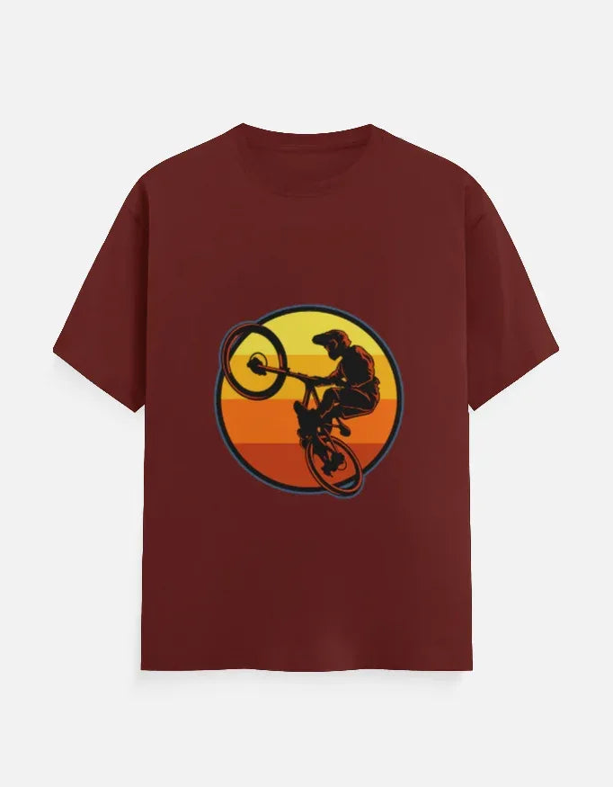 Mountain Biking Graphic T-Shirt | Sunset MTB Silhouette Tee - VIVA ENTERPRISES 