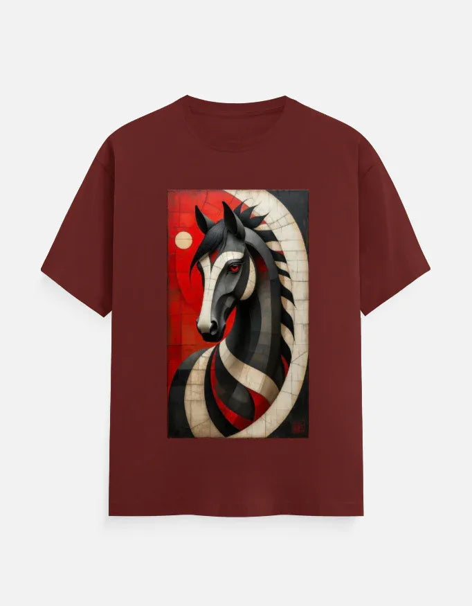 Abstract Horse Art Graphic T-Shirt | Premium White Tee - VIVA ENTERPRISES 