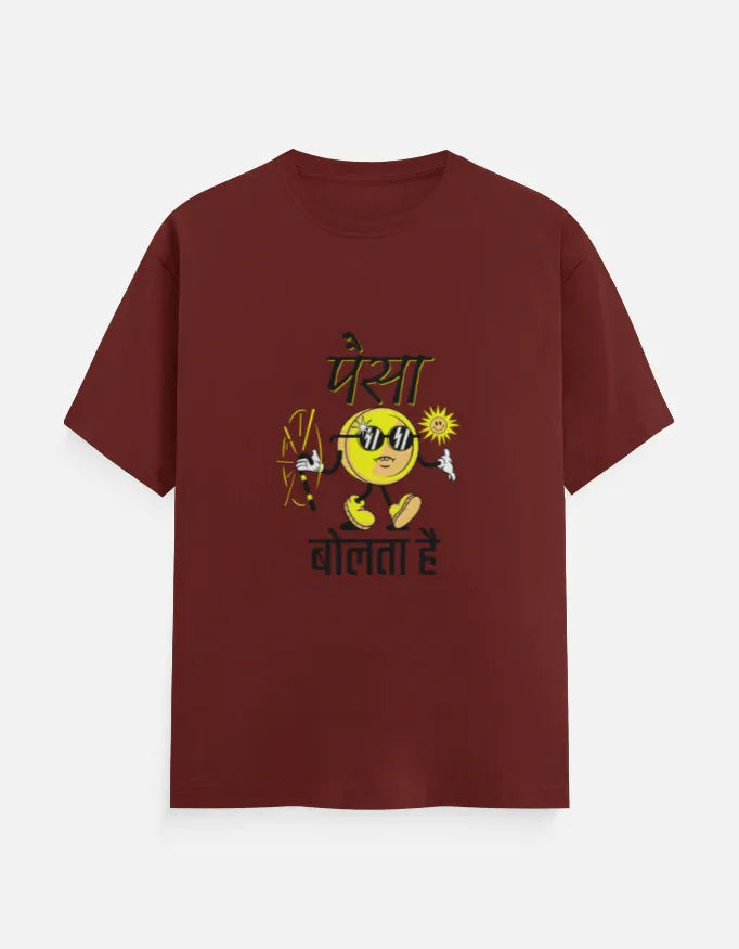 Round Neck T-Shirt with Funny Hindi Quote Print - VIVA ENTERPRISES 