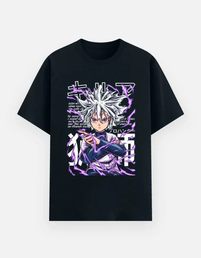 Electric Aura Anime Character Oversized Tee – Trendy Look - VIVA ENTERPRISES 
