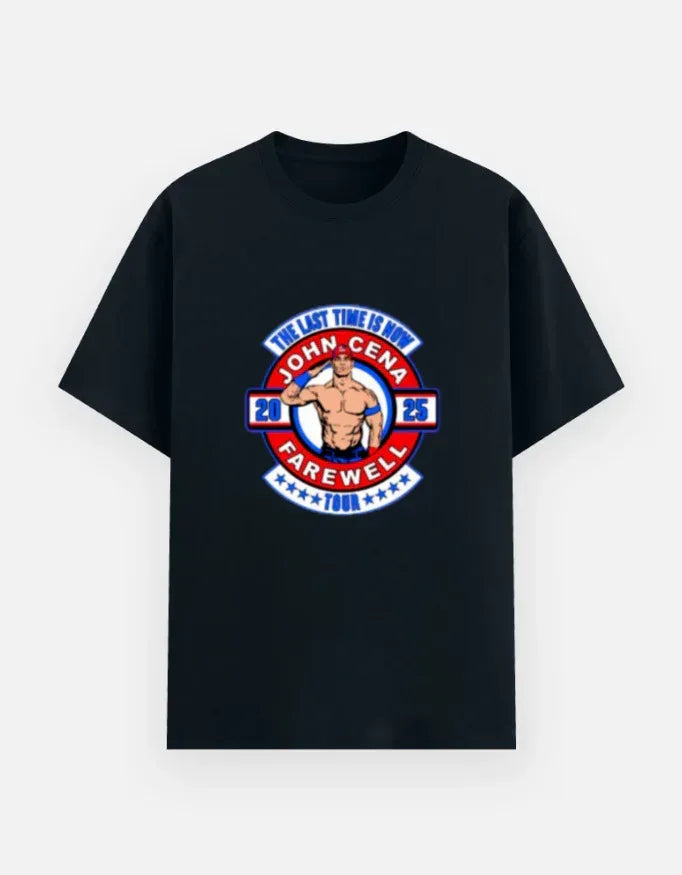 John Cena 2025 Farewell Tour Black Tee - The Last Time Is Now Graphic Shirt - VIVA ENTERPRISES 