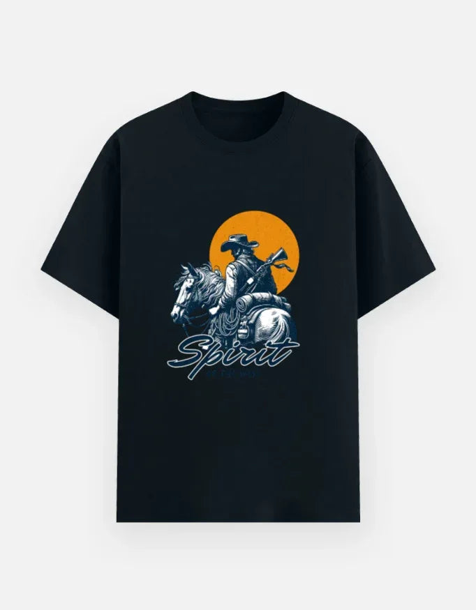 Spirit of the Wild Cowboy Sunset Tee - VIVA ENTERPRISES 