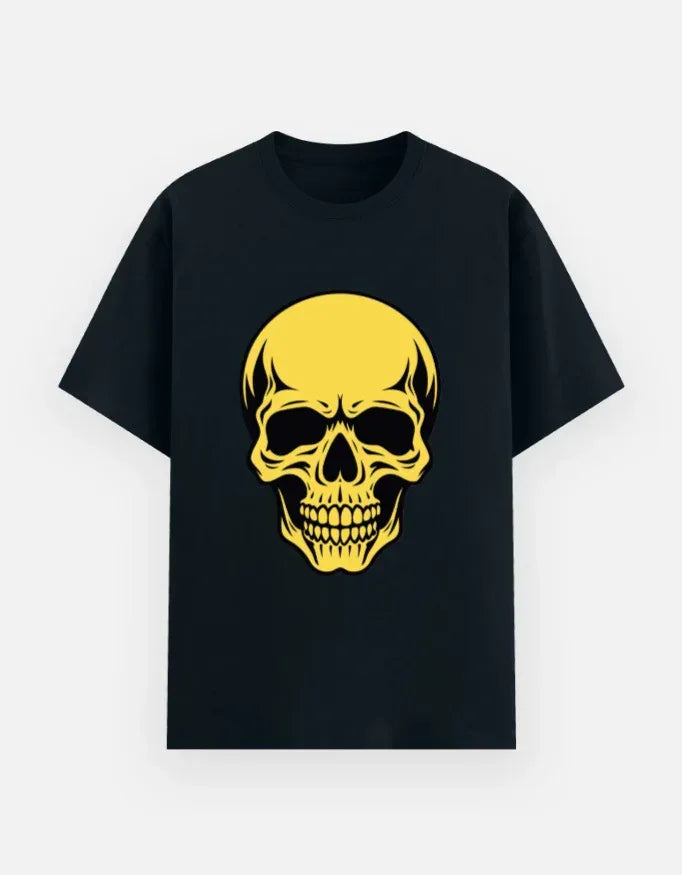 Vibrant Yellow and Skull Art Tee - VIVA ENTERPRISES 