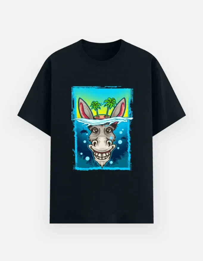 Funny Donkey Underwater Cartoon Graphic T-Shirt - VIVA ENTERPRISES 