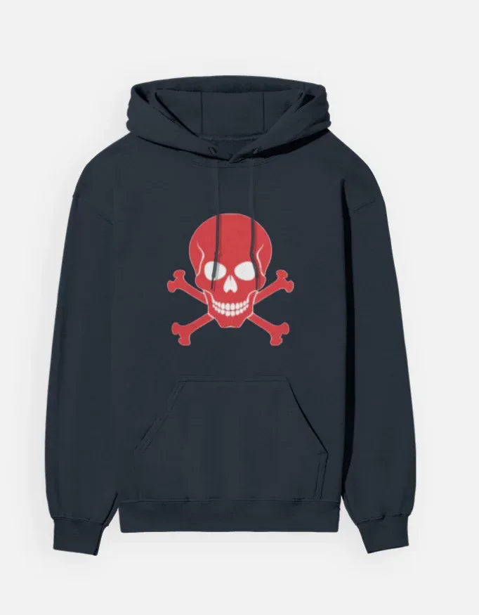 Vibrant Red Skull Pullover Hooded Sweatshirt - VIVA ENTERPRISES 