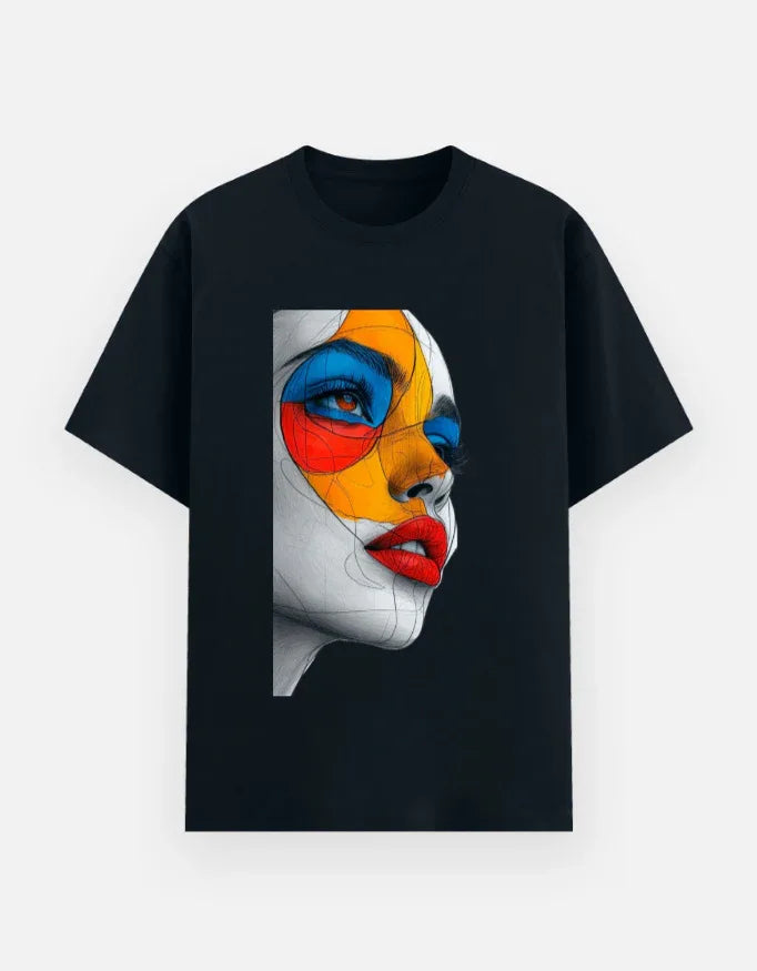 Vibrant Pop Art Woman Portrait T-Shirt - VIVA ENTERPRISES 