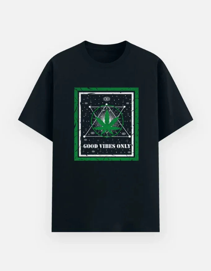 Good Vibes Only Graphic Printed Black T-Shirt – Unisex Cotton Tee - VIVA ENTERPRISES 