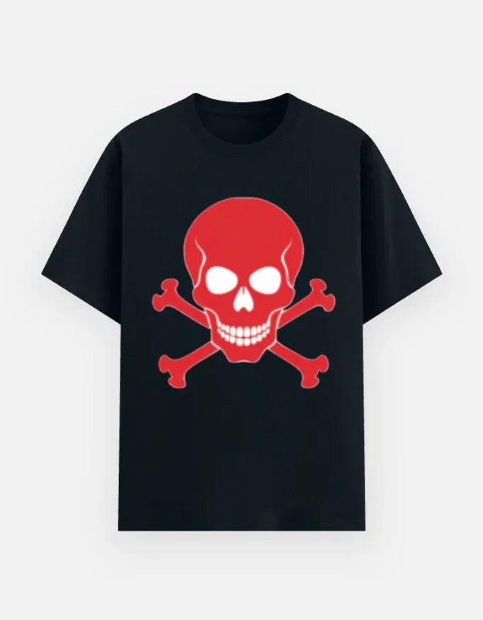 Red Skull and Crossbones T-Shirt - VIVA ENTERPRISES 