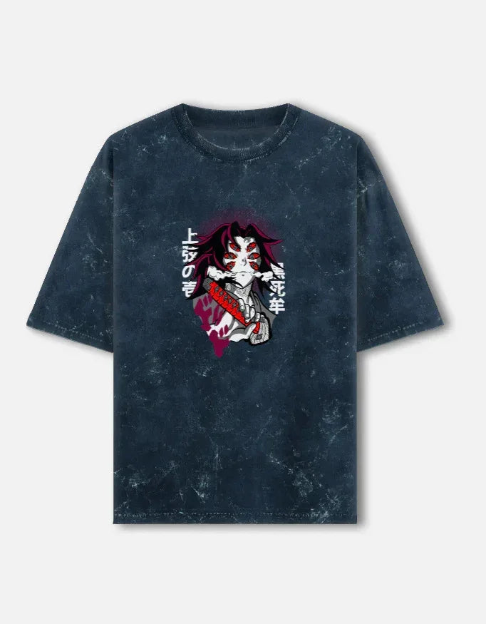 Kokushibo Upper Rank One Demon Slayer Acid Wash T-Shirt - VIVA ENTERPRISES 
