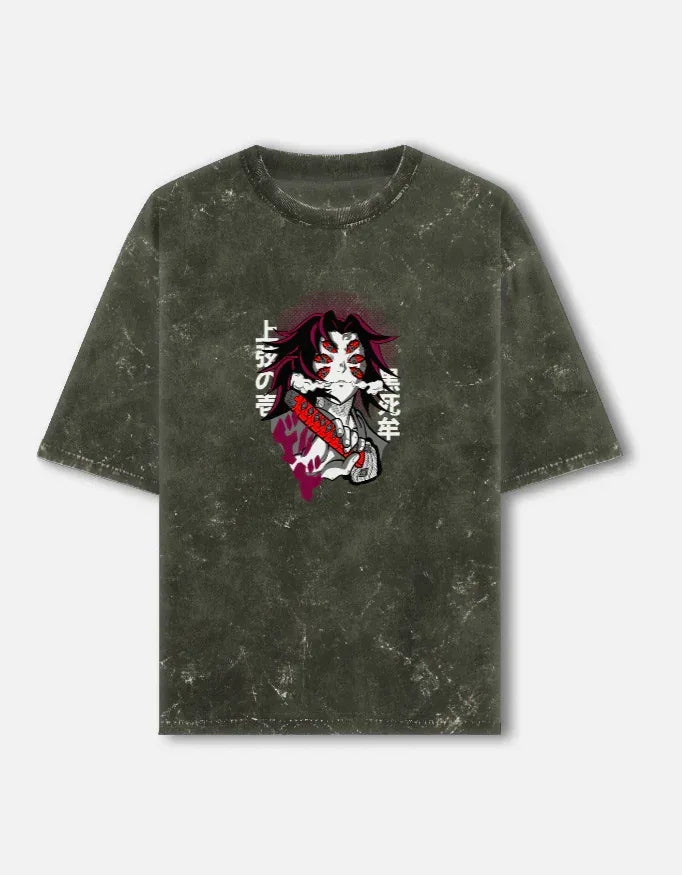 Kokushibo Upper Rank One Demon Slayer Acid Wash T-Shirt - VIVA ENTERPRISES 