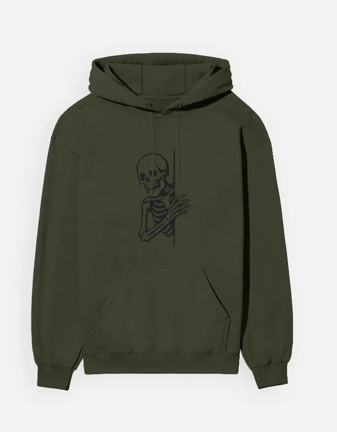 Red Skeleton Line Art Hoodie - VIVA ENTERPRISES 
