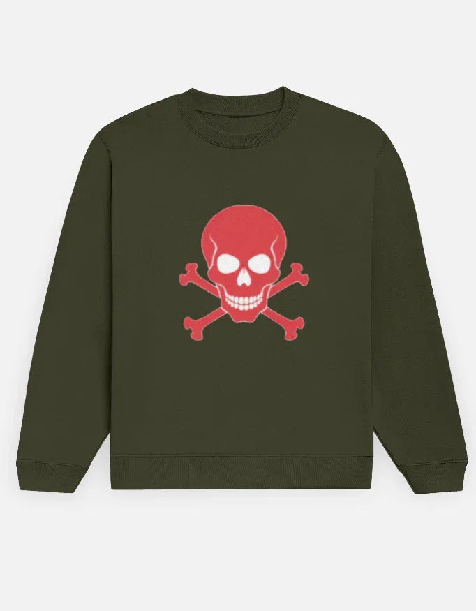 Red skull and crossbones from the sweatshirt - VIVA ENTERPRISES 