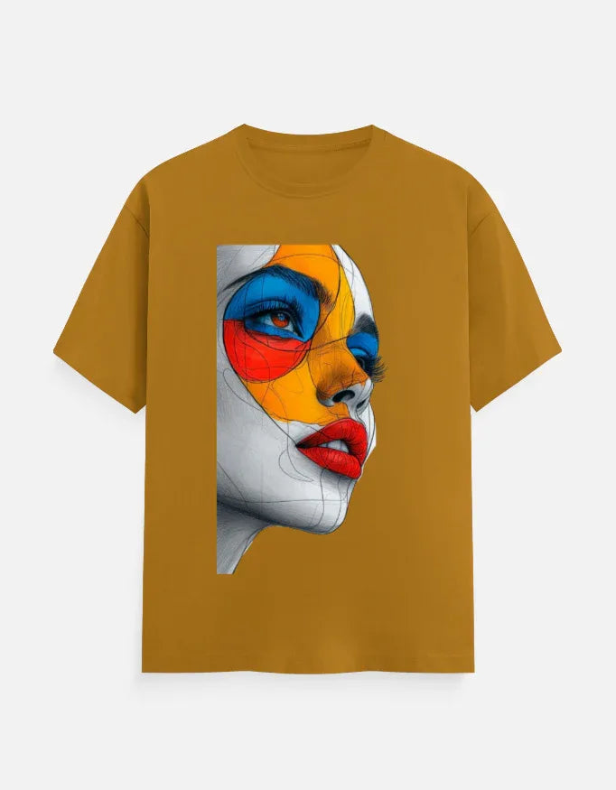 Abstract Color Face Graphic Printed MULTICOLOUR T-Shirt - VIVA ENTERPRISES 