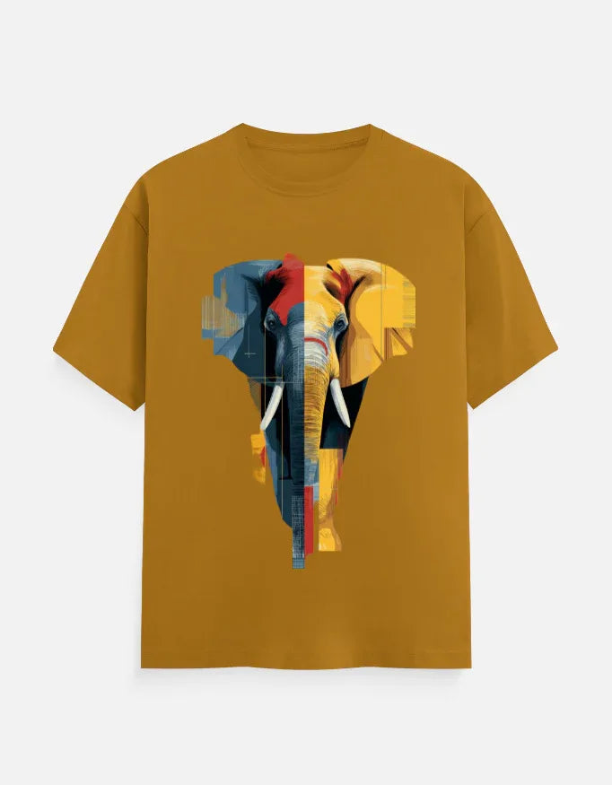 Abstract Geometric Elephant Graphic T-Shirt - VIVA ENTERPRISES 