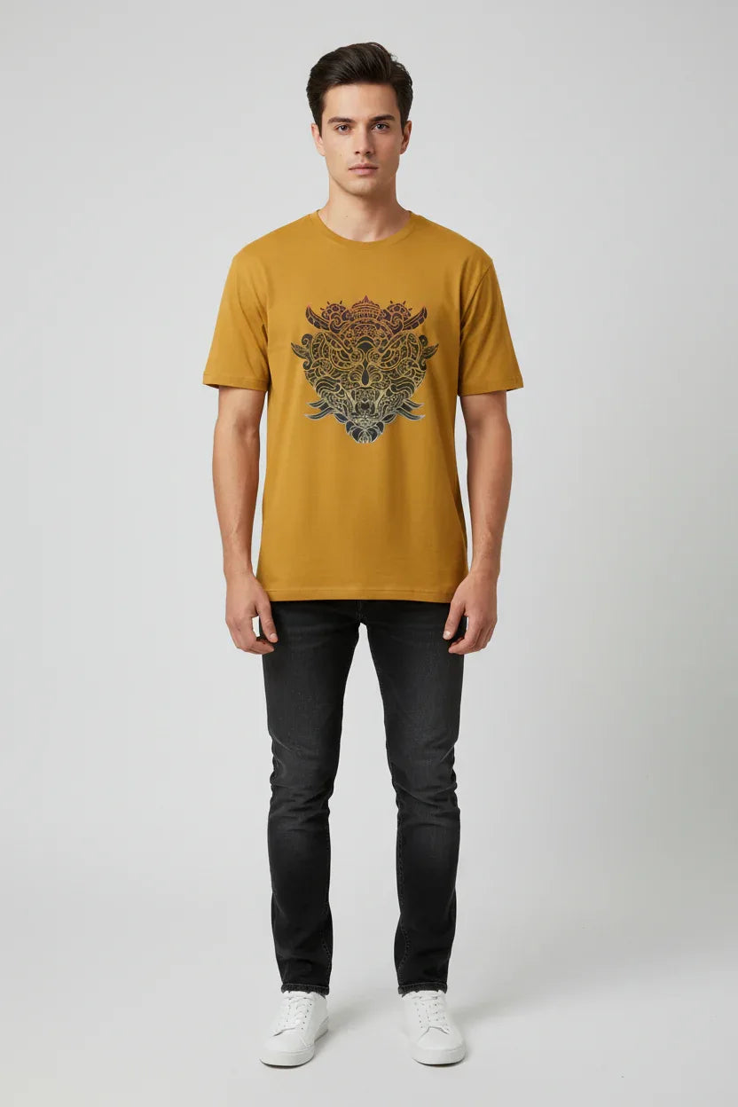 Ornate Japanese Demon Mask Graphic T-Shirt - VIVA ENTERPRISES 