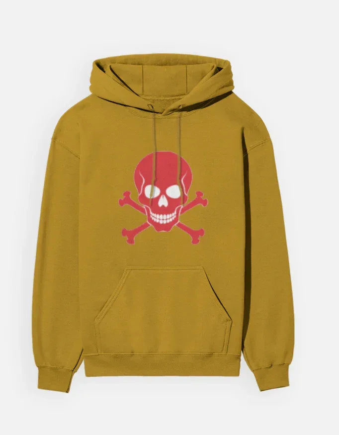 Vibrant Red Skull Pullover Hooded Sweatshirt - VIVA ENTERPRISES 