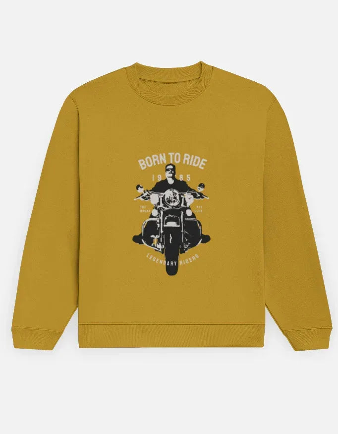 Men's Black "Born to Ride" Motorcycle Graphic Crewneck Sweatshirt - VIVA ENTERPRISES 