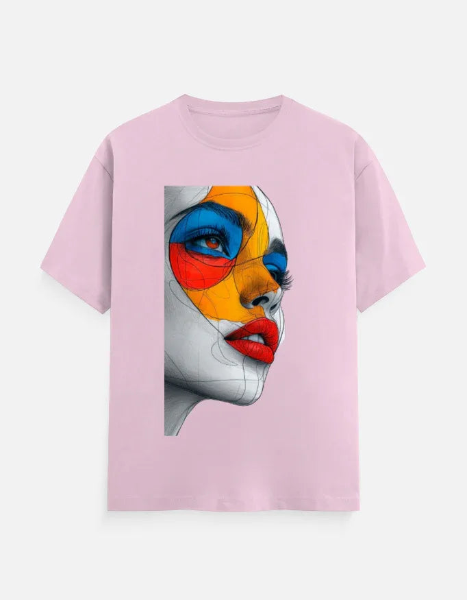Abstract Color Face Graphic Printed MULTICOLOUR T-Shirt - VIVA ENTERPRISES 