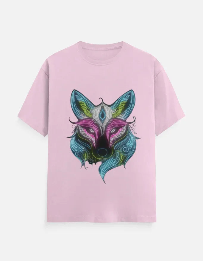 Neon Fox Animal Design Half Sleeve T-Shirt - VIVA ENTERPRISES 