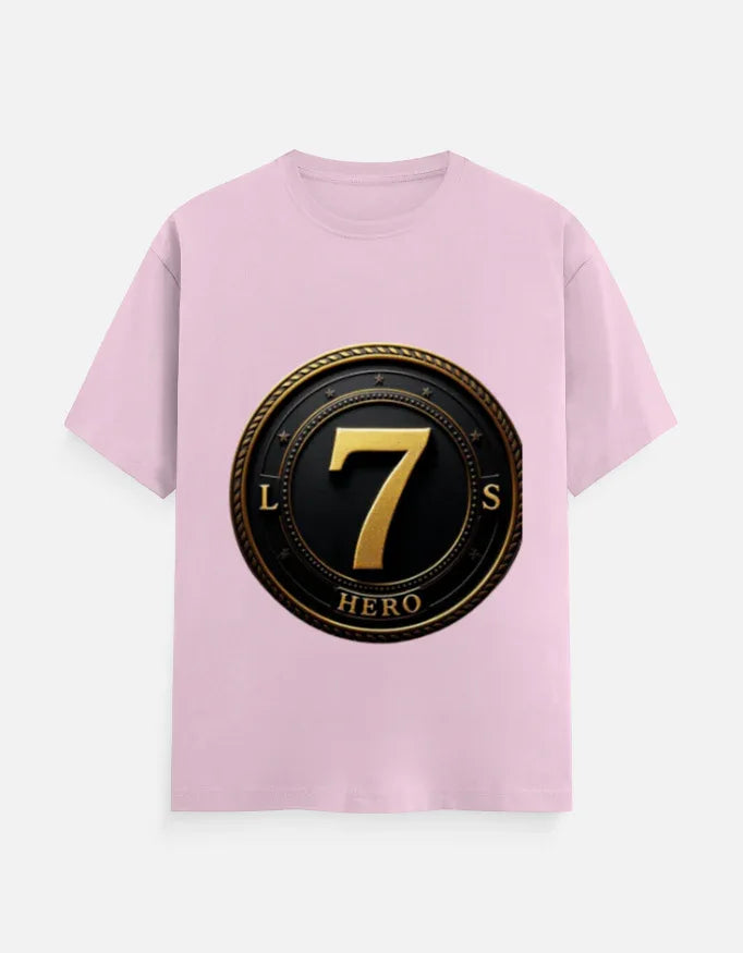 Legendary Number 7 Gold Emblem Print T-Shirt - VIVA ENTERPRISES 