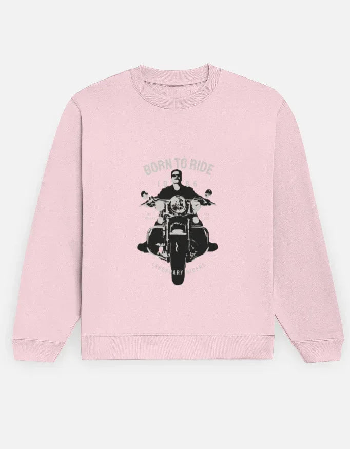 Men's Black "Born to Ride" Motorcycle Graphic Crewneck Sweatshirt - VIVA ENTERPRISES 