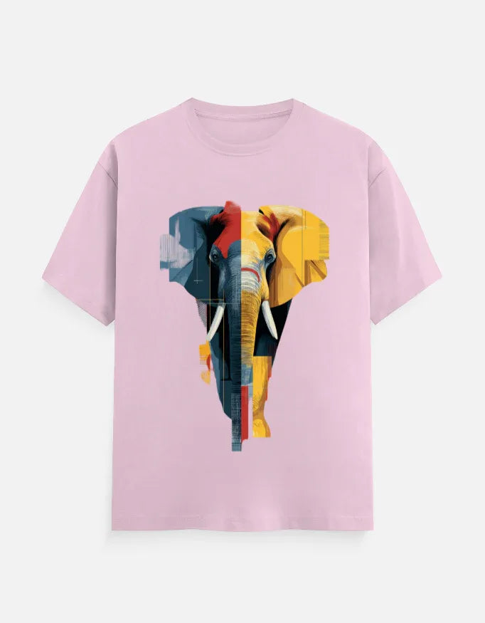 Abstract Geometric Elephant Graphic T-Shirt - VIVA ENTERPRISES 