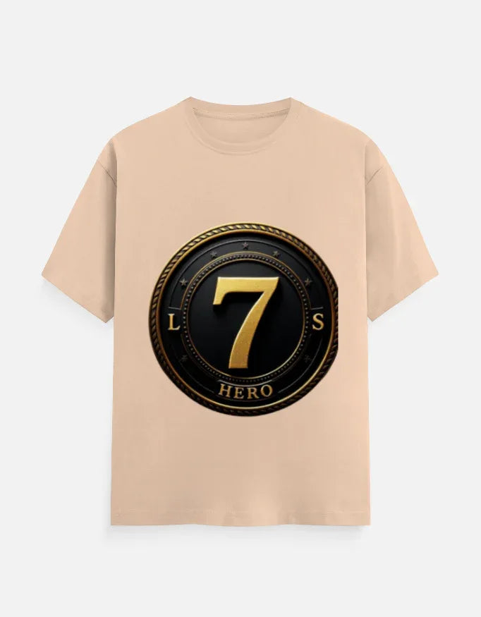 Legendary Number 7 Gold Emblem Print T-Shirt - VIVA ENTERPRISES 