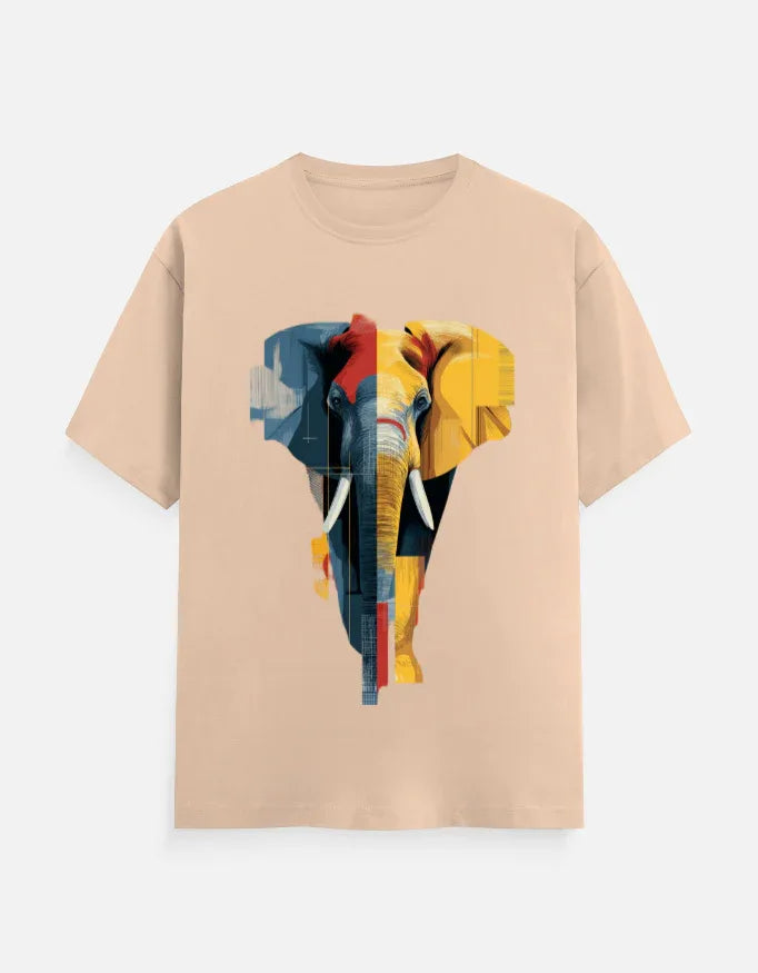 Abstract Geometric Elephant Graphic T-Shirt - VIVA ENTERPRISES 