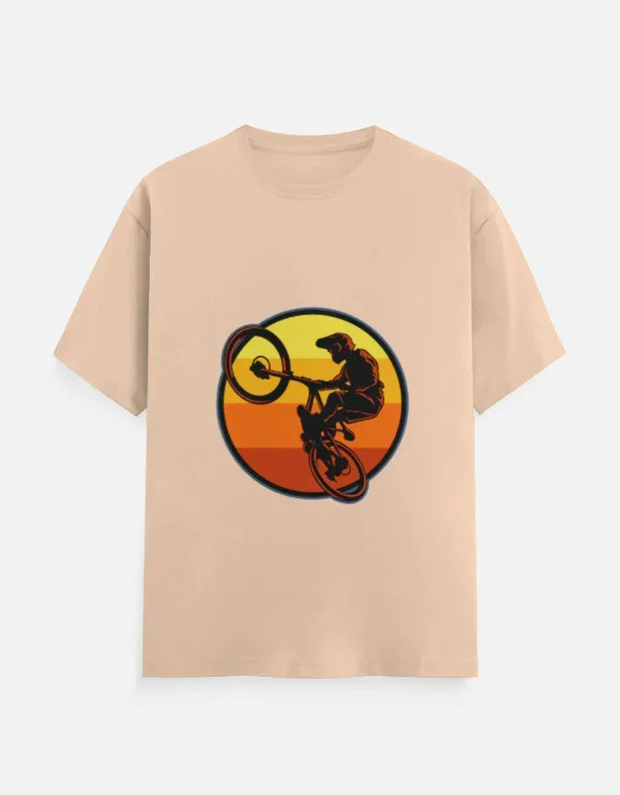 Mountain Biking Graphic T-Shirt | Sunset MTB Silhouette Tee - VIVA ENTERPRISES 