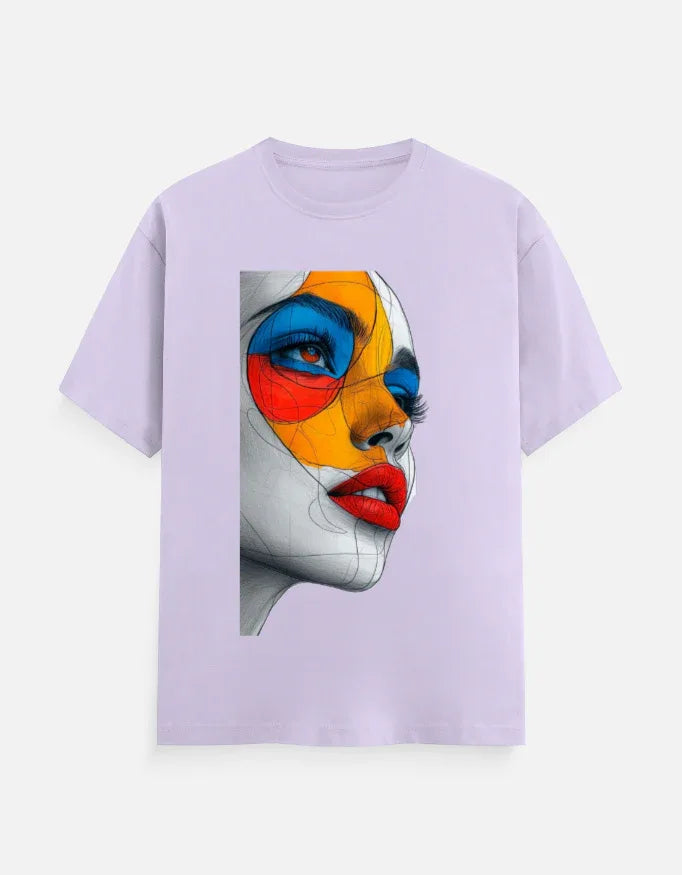 Abstract Color Face Graphic Printed MULTICOLOUR T-Shirt - VIVA ENTERPRISES 