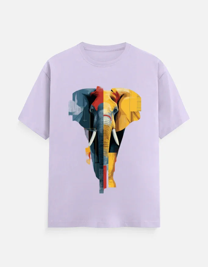 Abstract Geometric Elephant Graphic T-Shirt - VIVA ENTERPRISES 