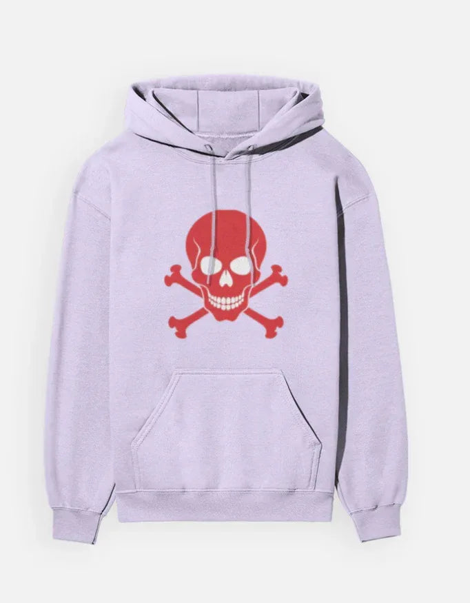 Vibrant Red Skull Pullover Hooded Sweatshirt - VIVA ENTERPRISES 