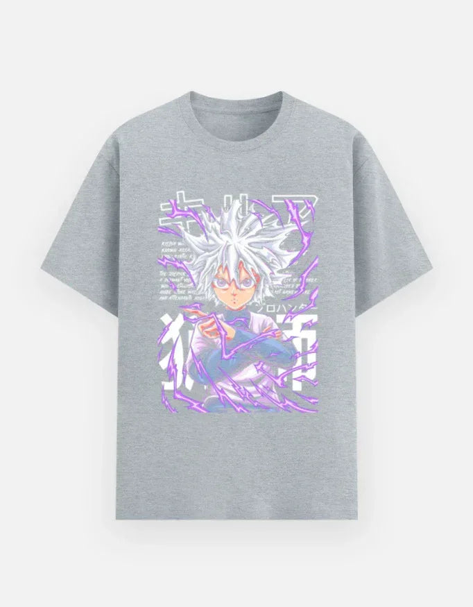 Electric Aura Anime Character Oversized Tee – Trendy Look - VIVA ENTERPRISES 