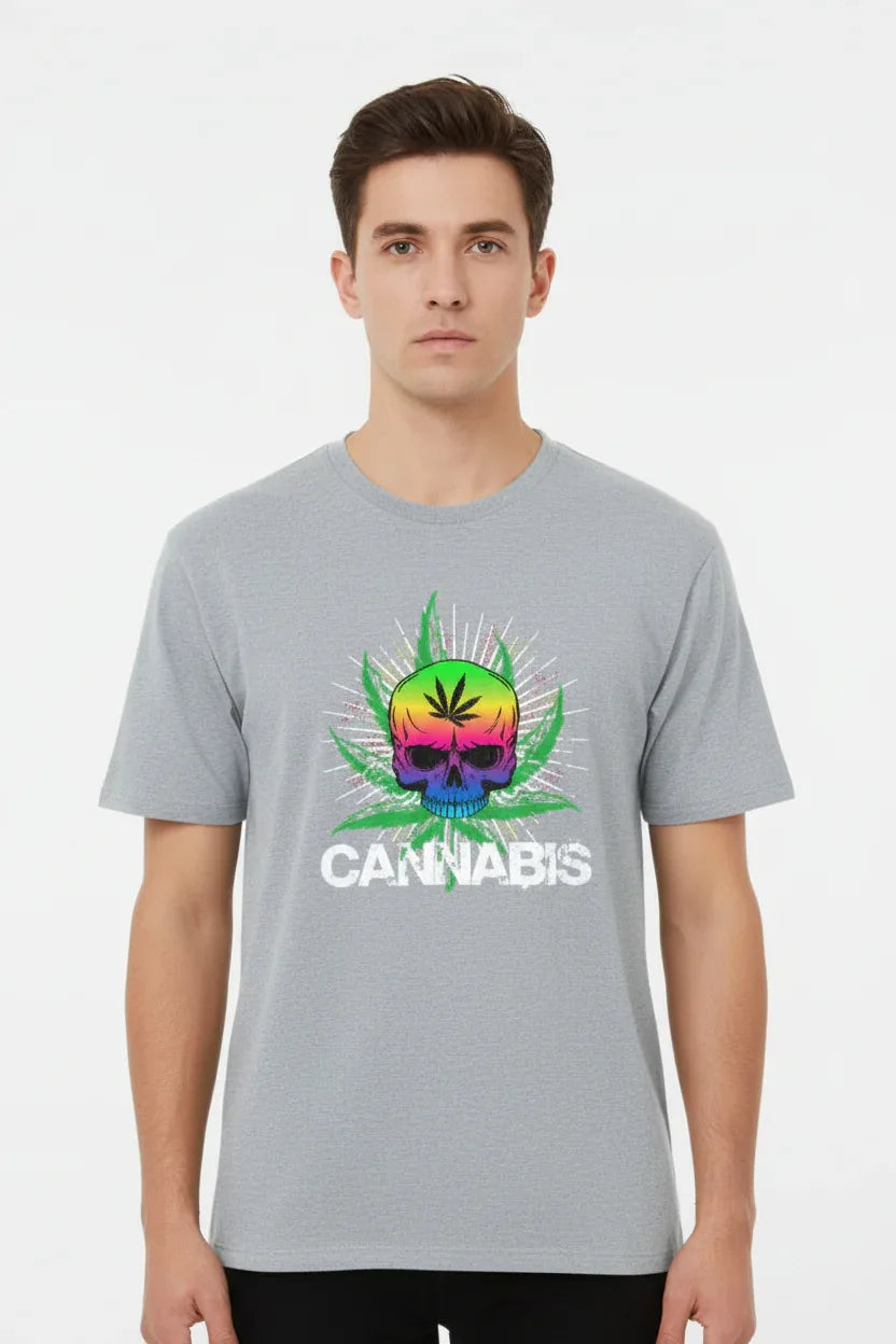 Cannabis Printed Basic T-Shirt - VIVA ENTERPRISES 